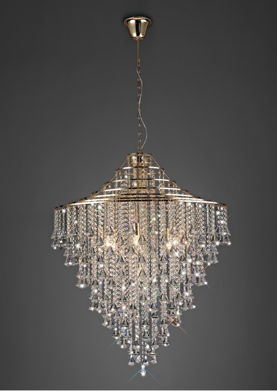 Pendant 9 Light French Gold/Crystal - Click Image to Close